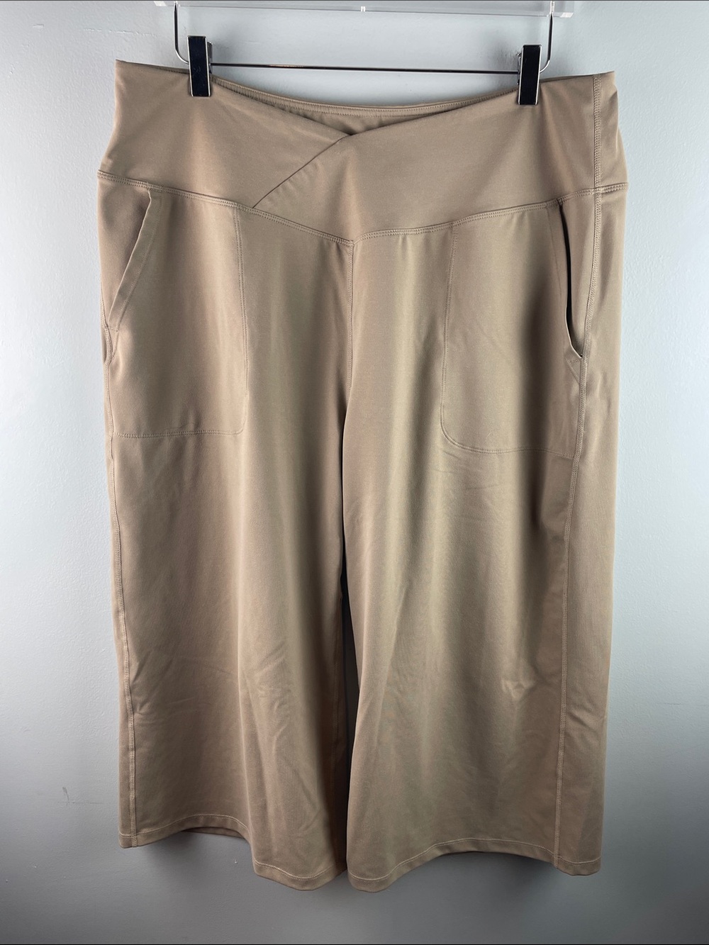 Baleaf Wide-Leg Ponte Knit Pants in Taupe Size 3XL